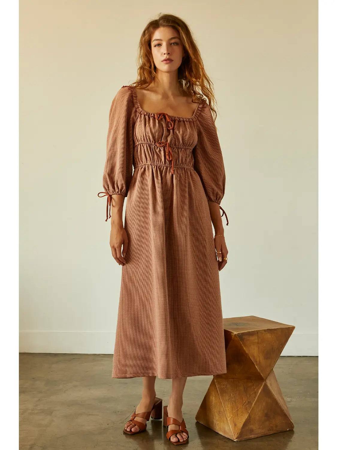 Jaylene Check Midi Dress