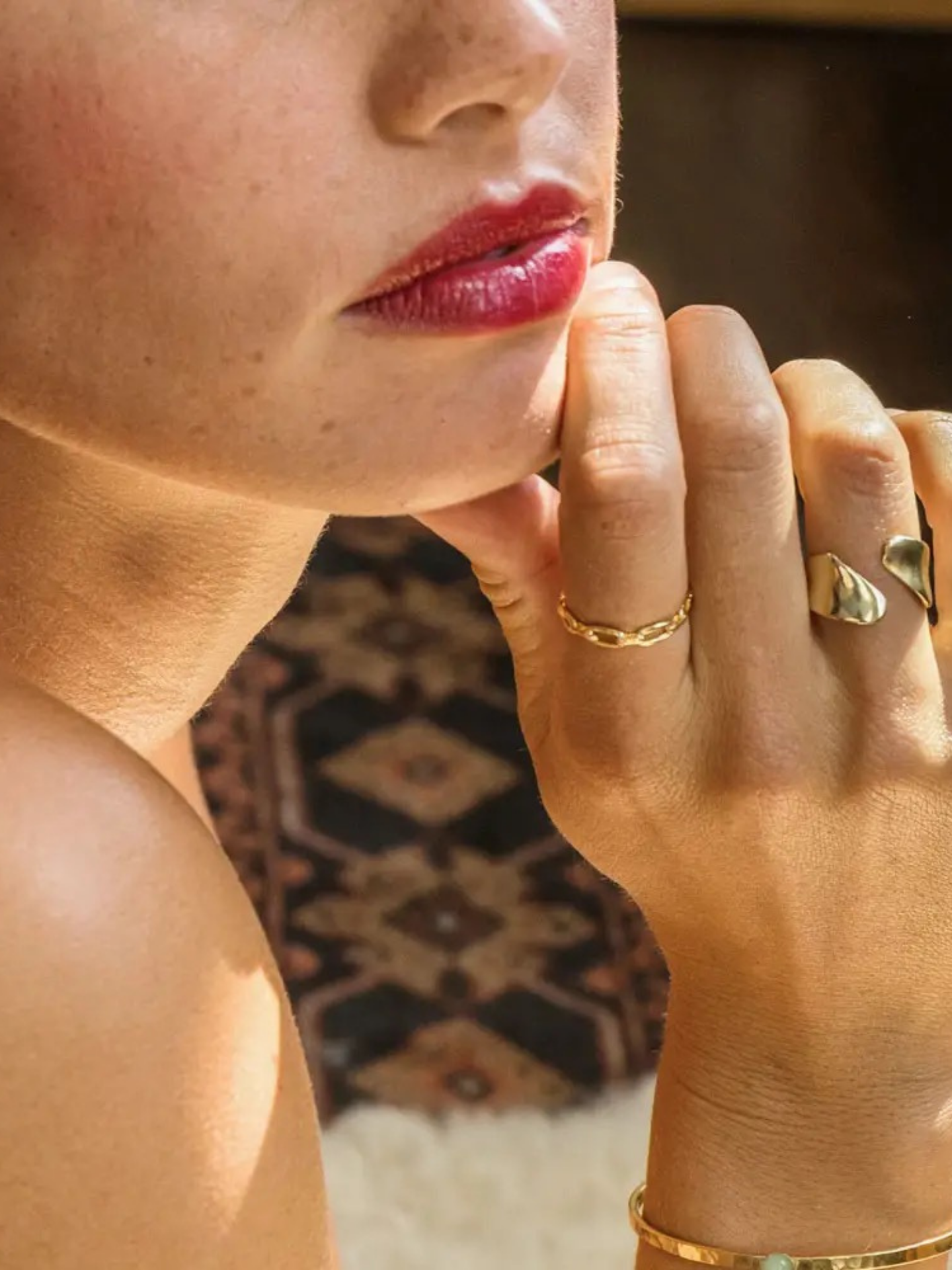 Gold chain ring by Amano Studios featuring a sleek, minimalist design for stylish accessory wear
