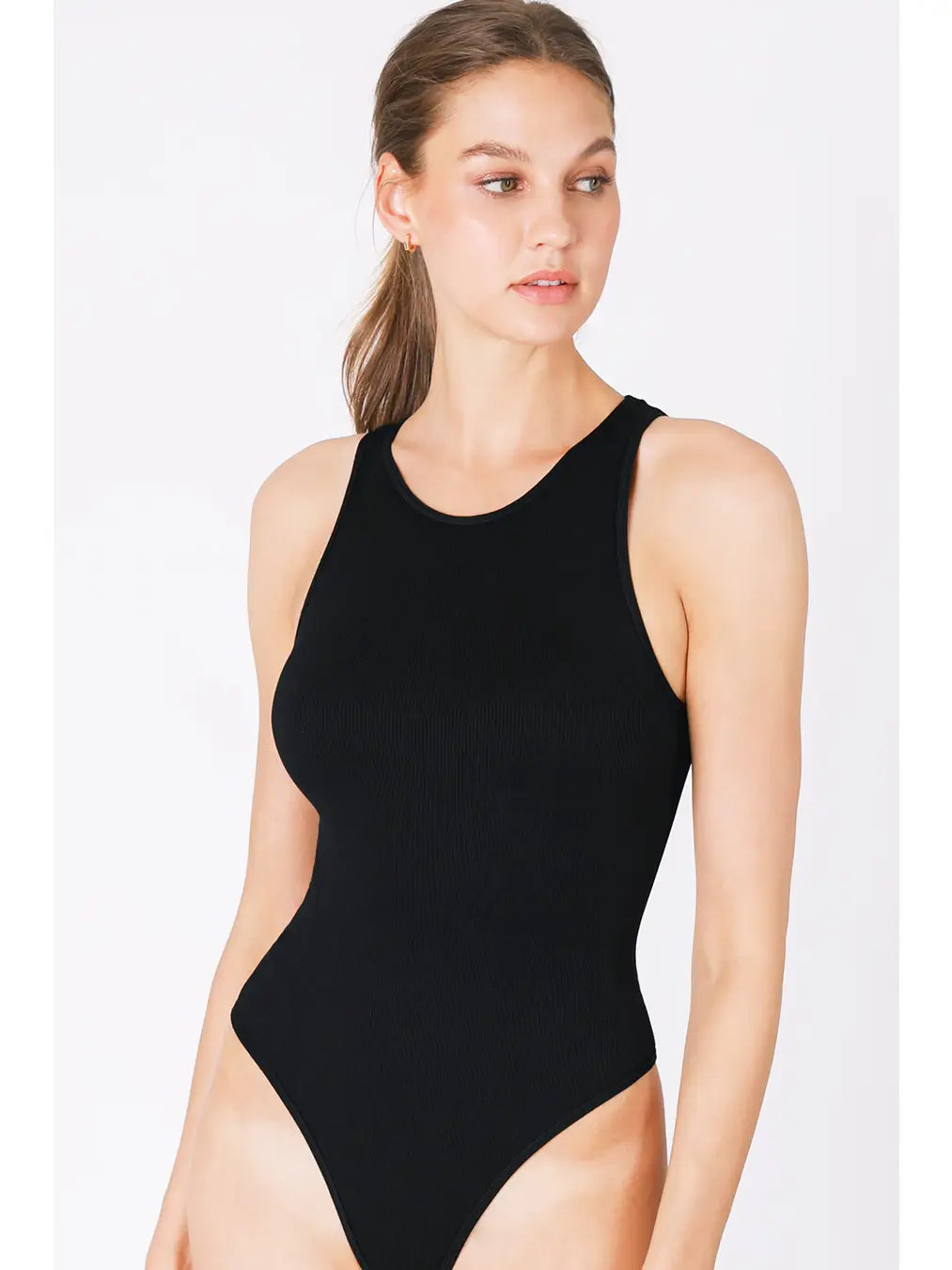 Ribbed High Neck Bodysuit