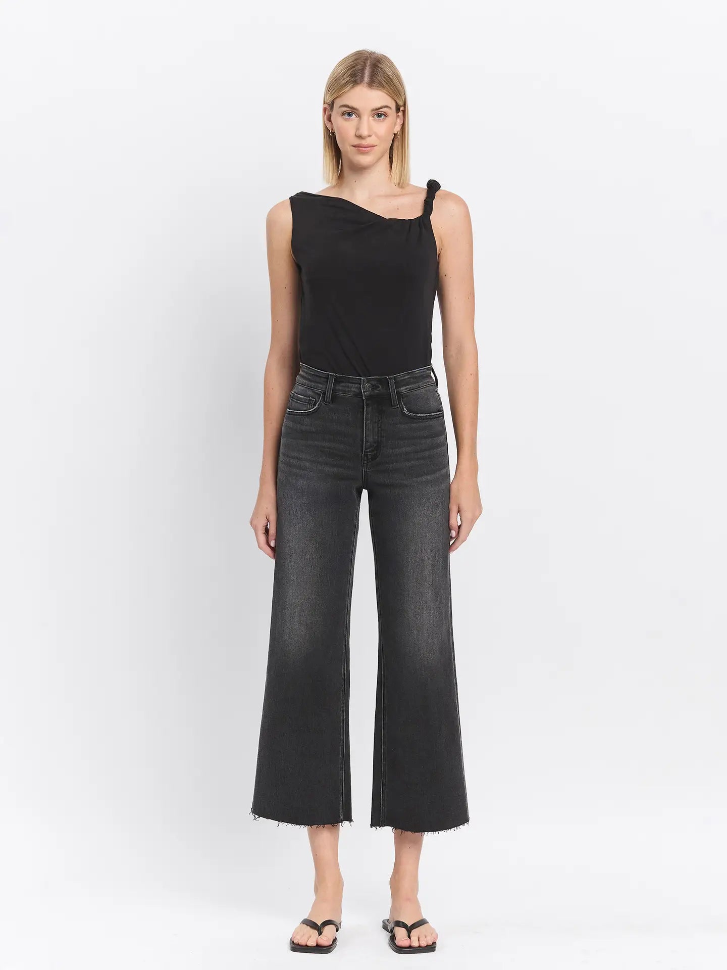 Washed Black Wide Leg Jeans