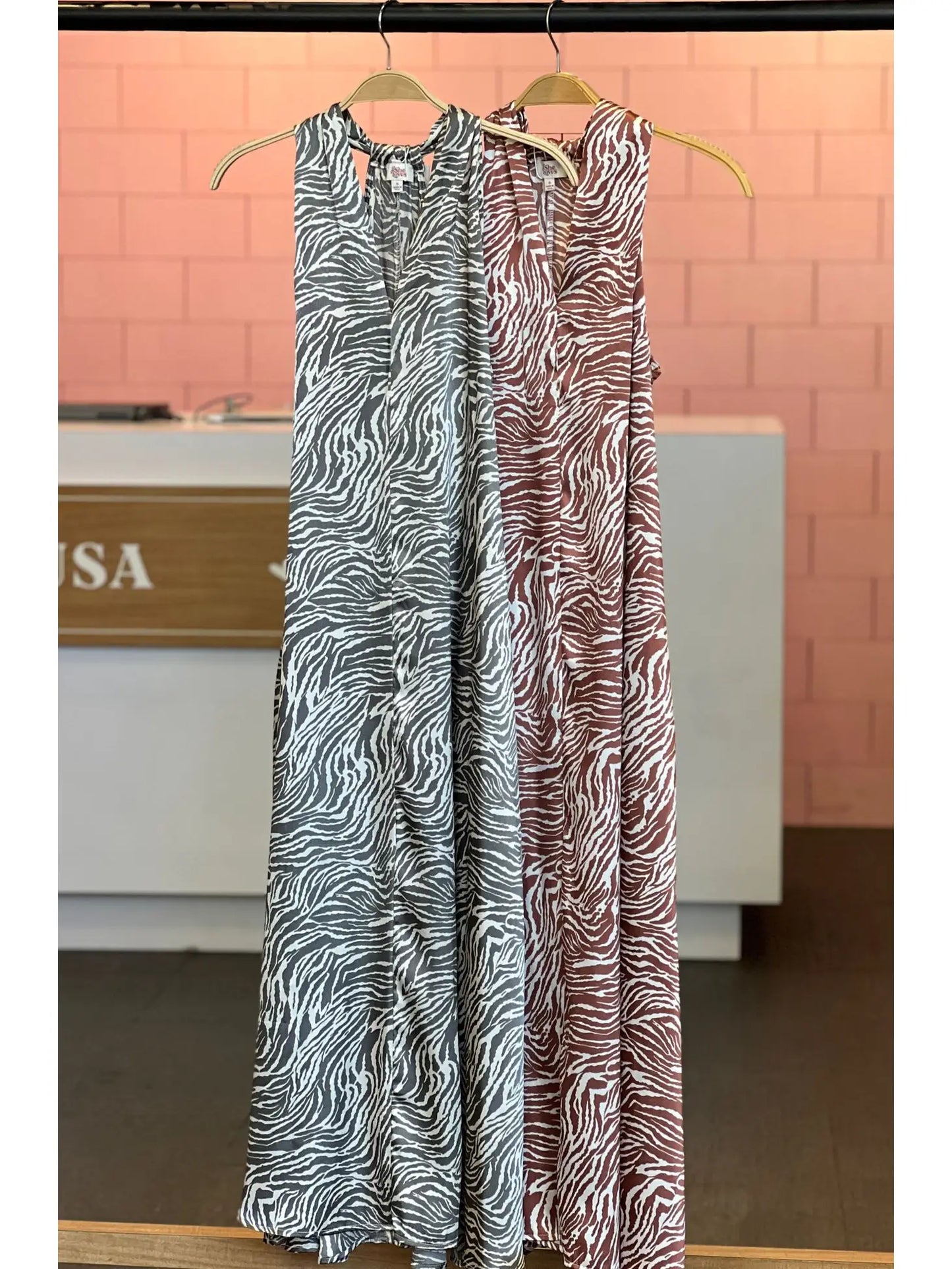 Zebra Print Midi Dress