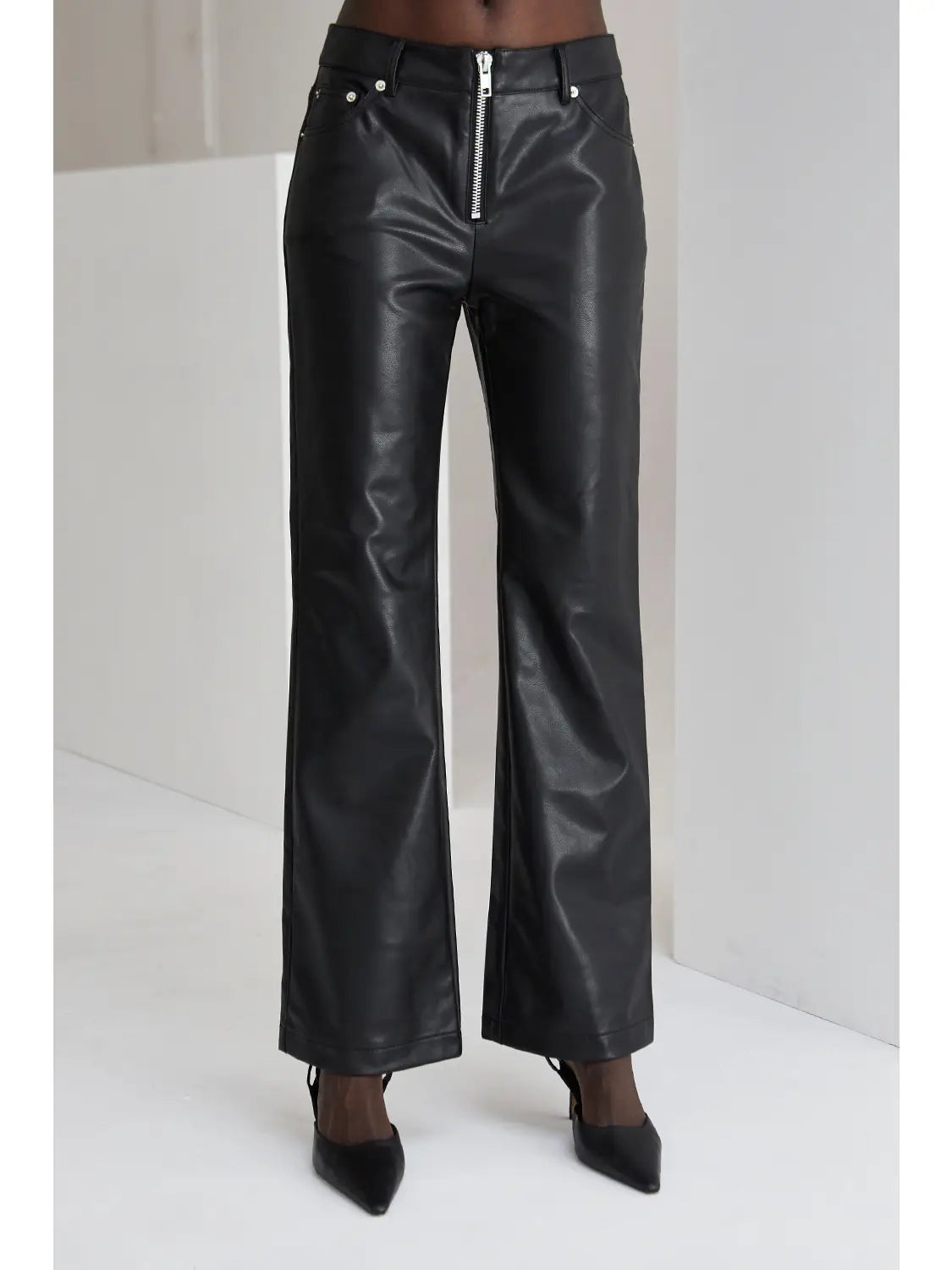 Straight Leg Vegan Leather Pants