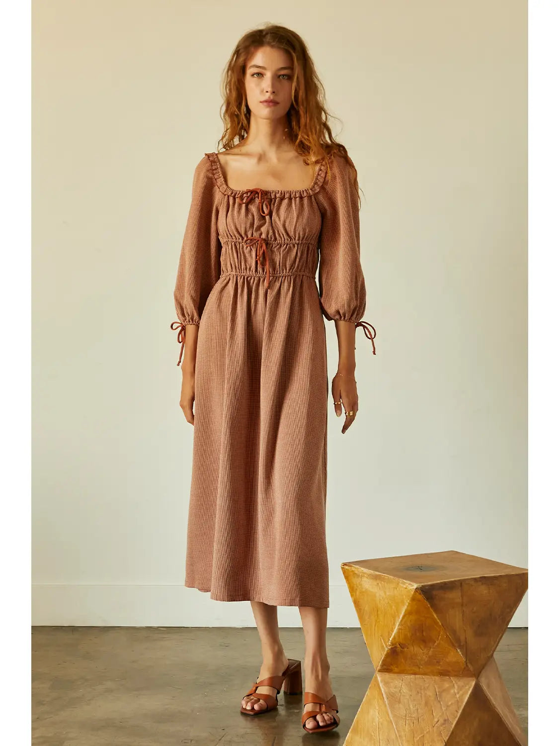 Jaylene Check Midi Dress