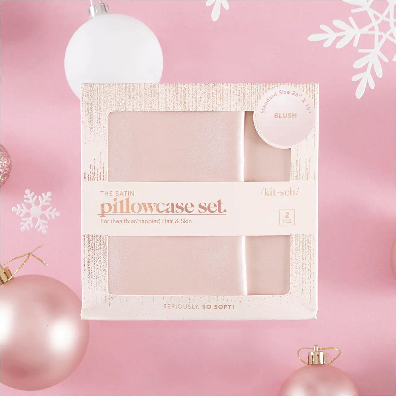 Holiday Satin Pillowcase Set in Blush