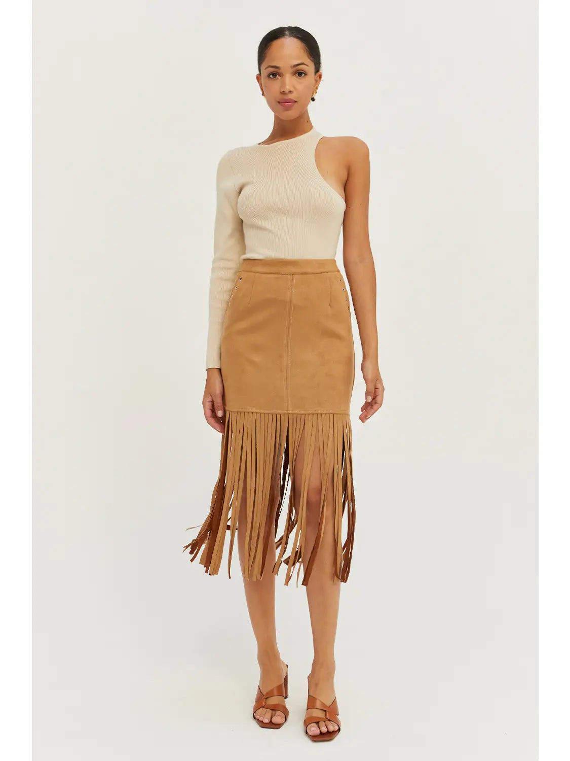 Letty Vegan Suede Fringe Skirt