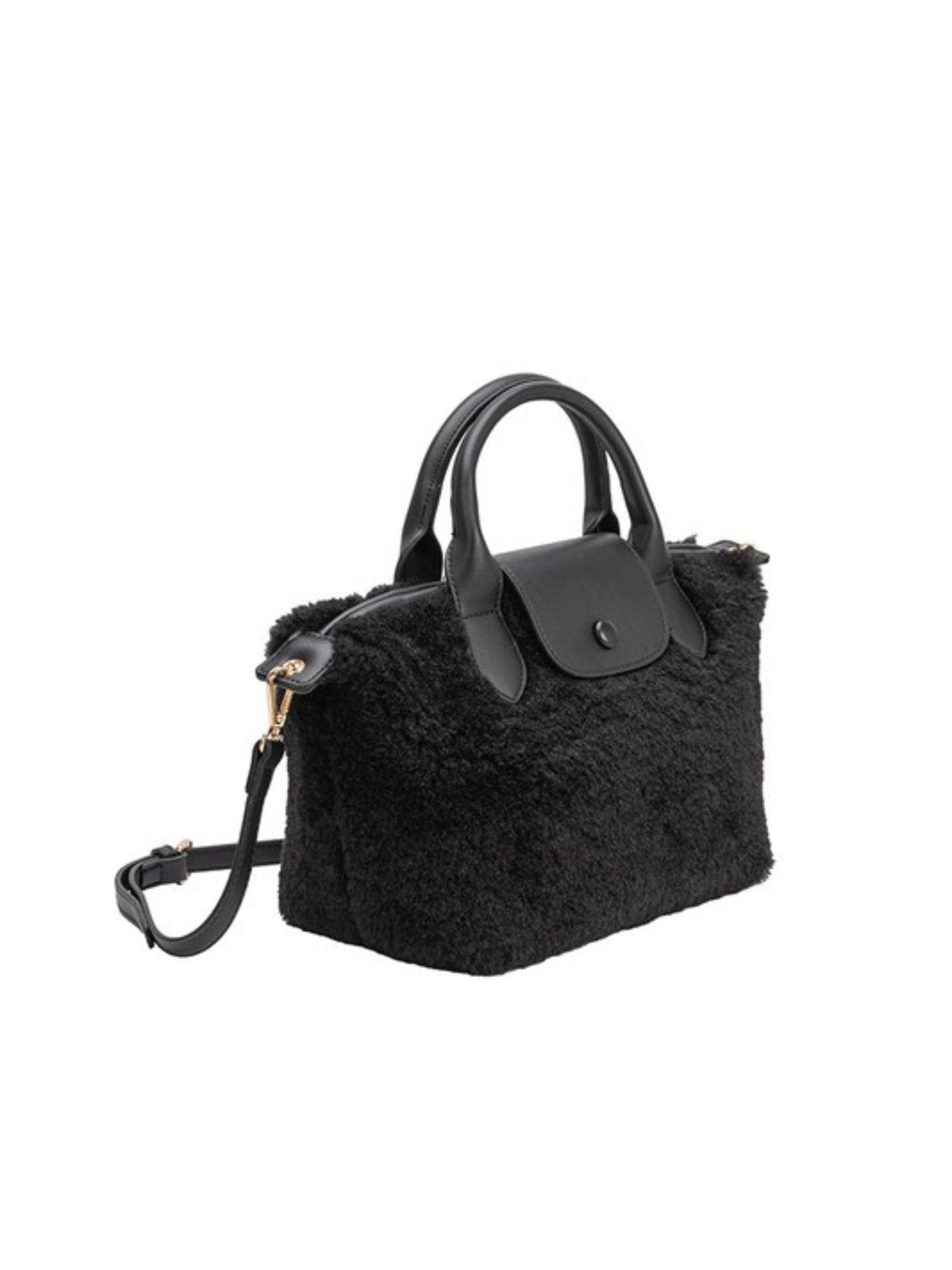 Melie Bianco Winne Furry Tote in soft, plush fabric with sturdy handles, ideal for stylish accessories and daily use.