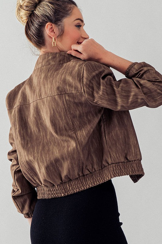 Leather Washed Bomber Jacket