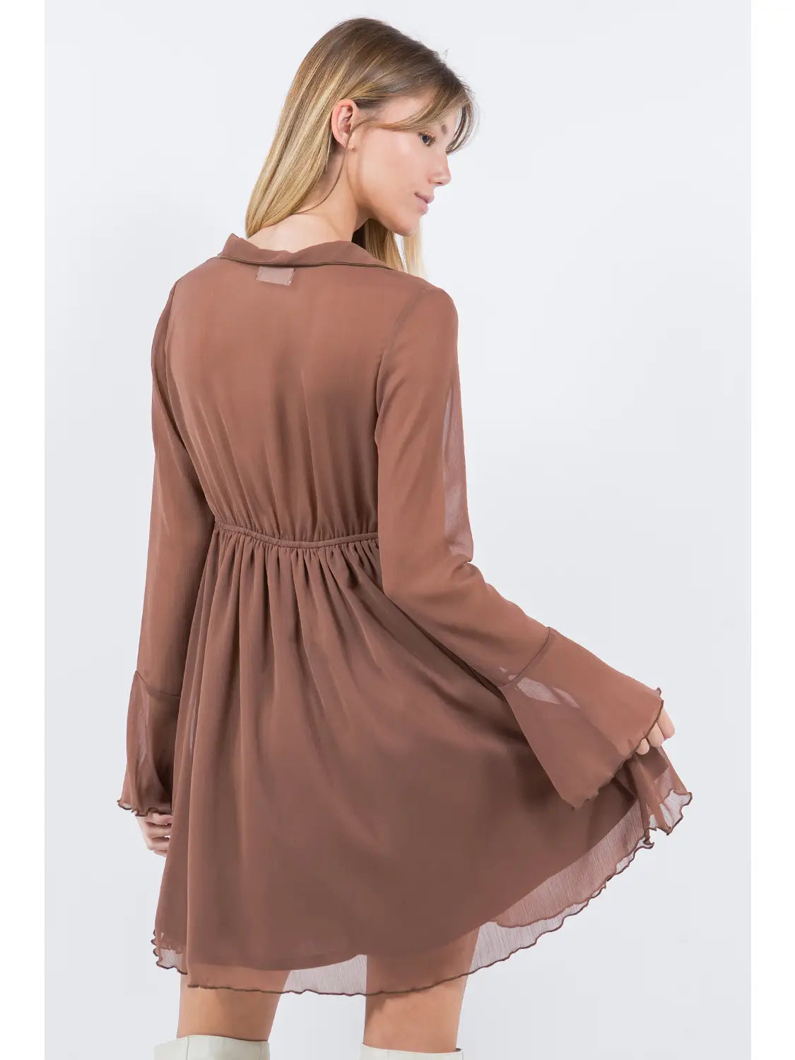 Chiffon Front Tie Mini Dress