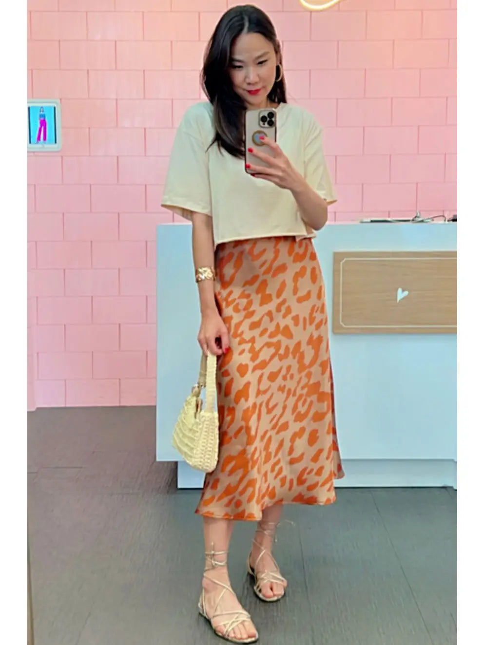 Animal Print Slip Skirt