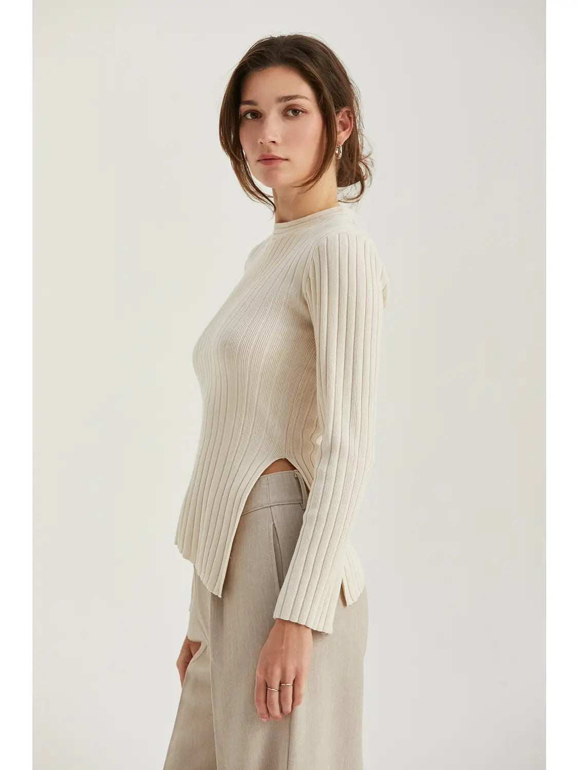 Danielle Rib Knit Asymmetrical Top