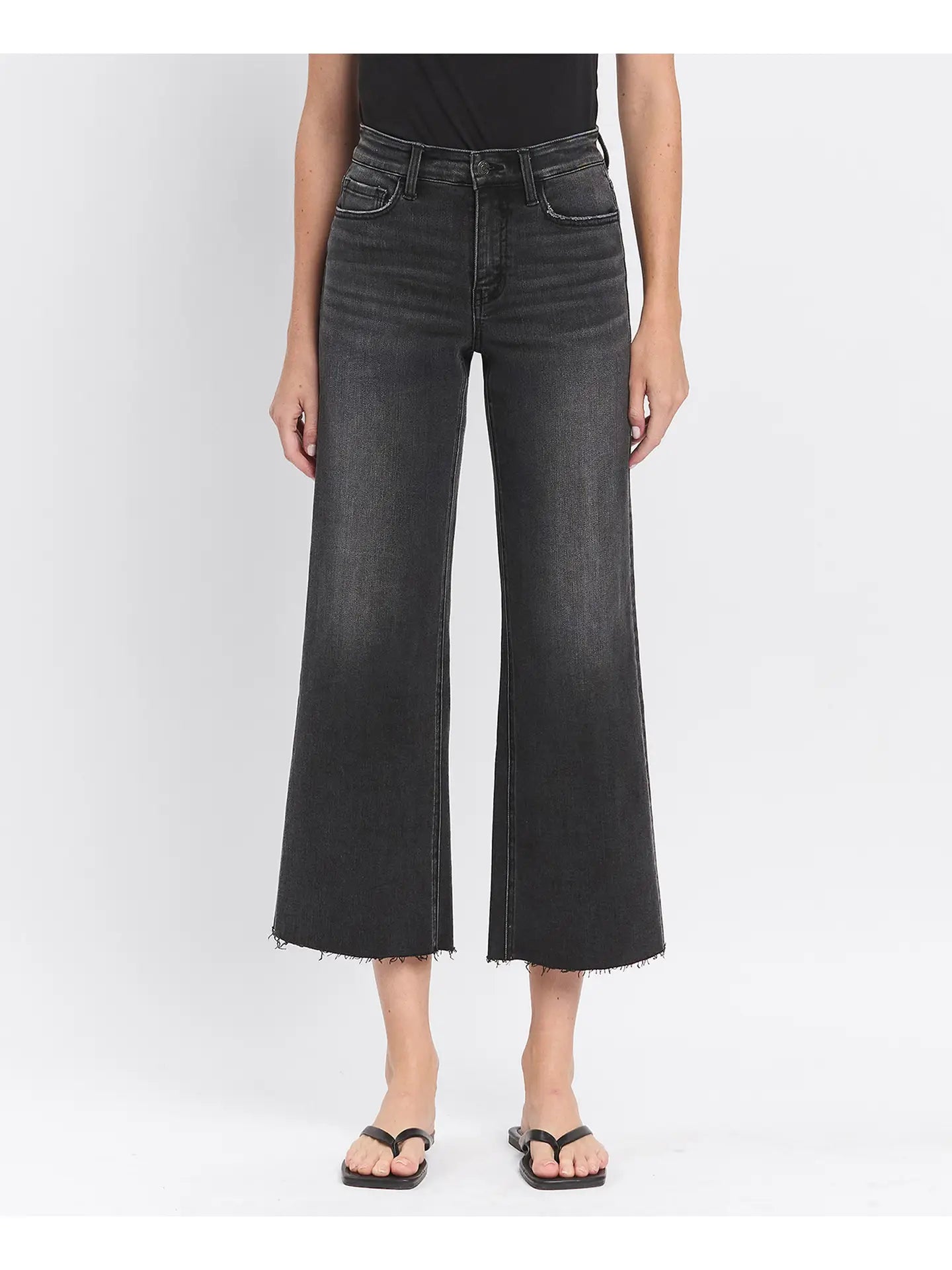 Washed Black Wide Leg Jeans