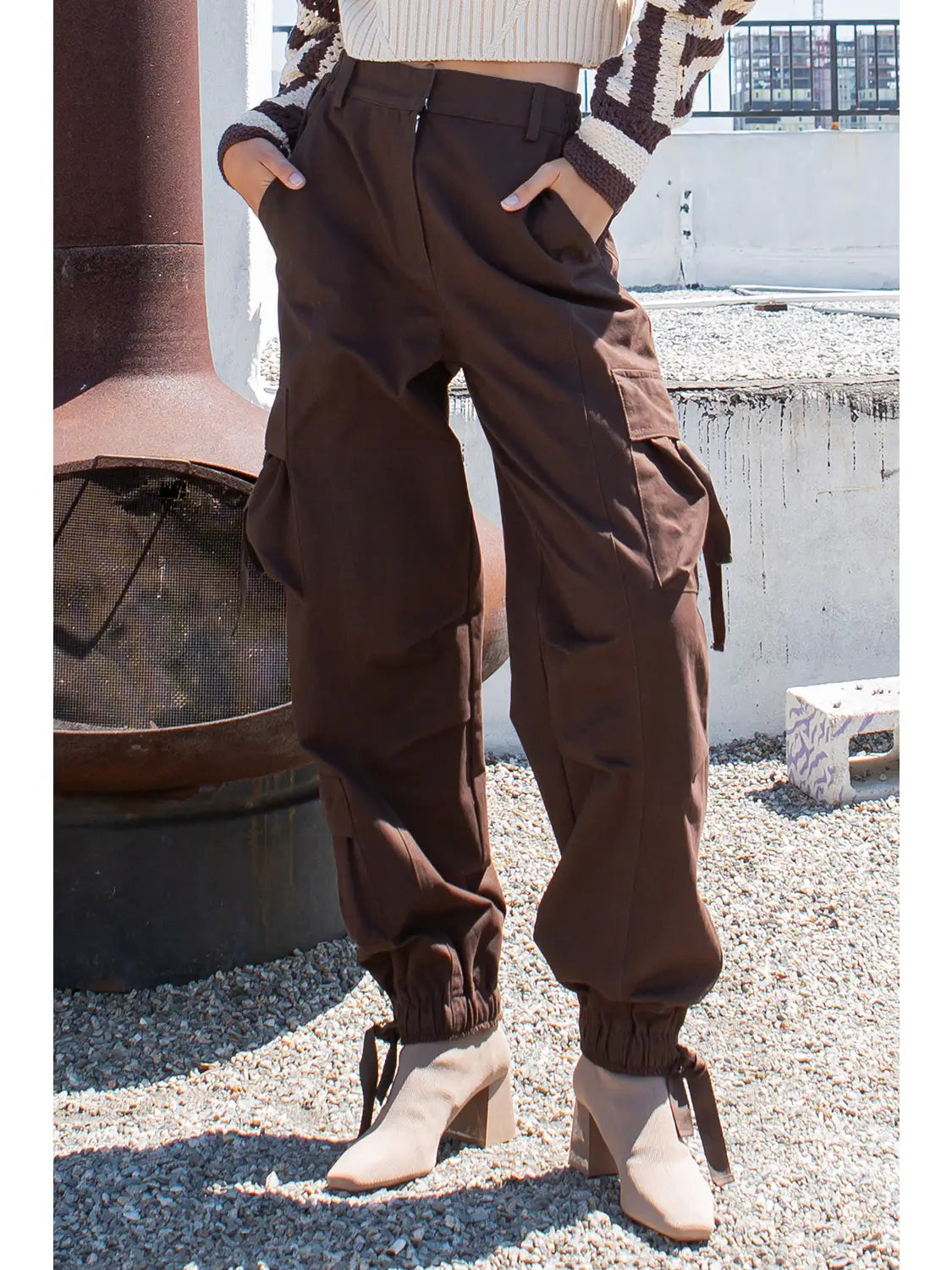 Brown Utility Cargo Joggers