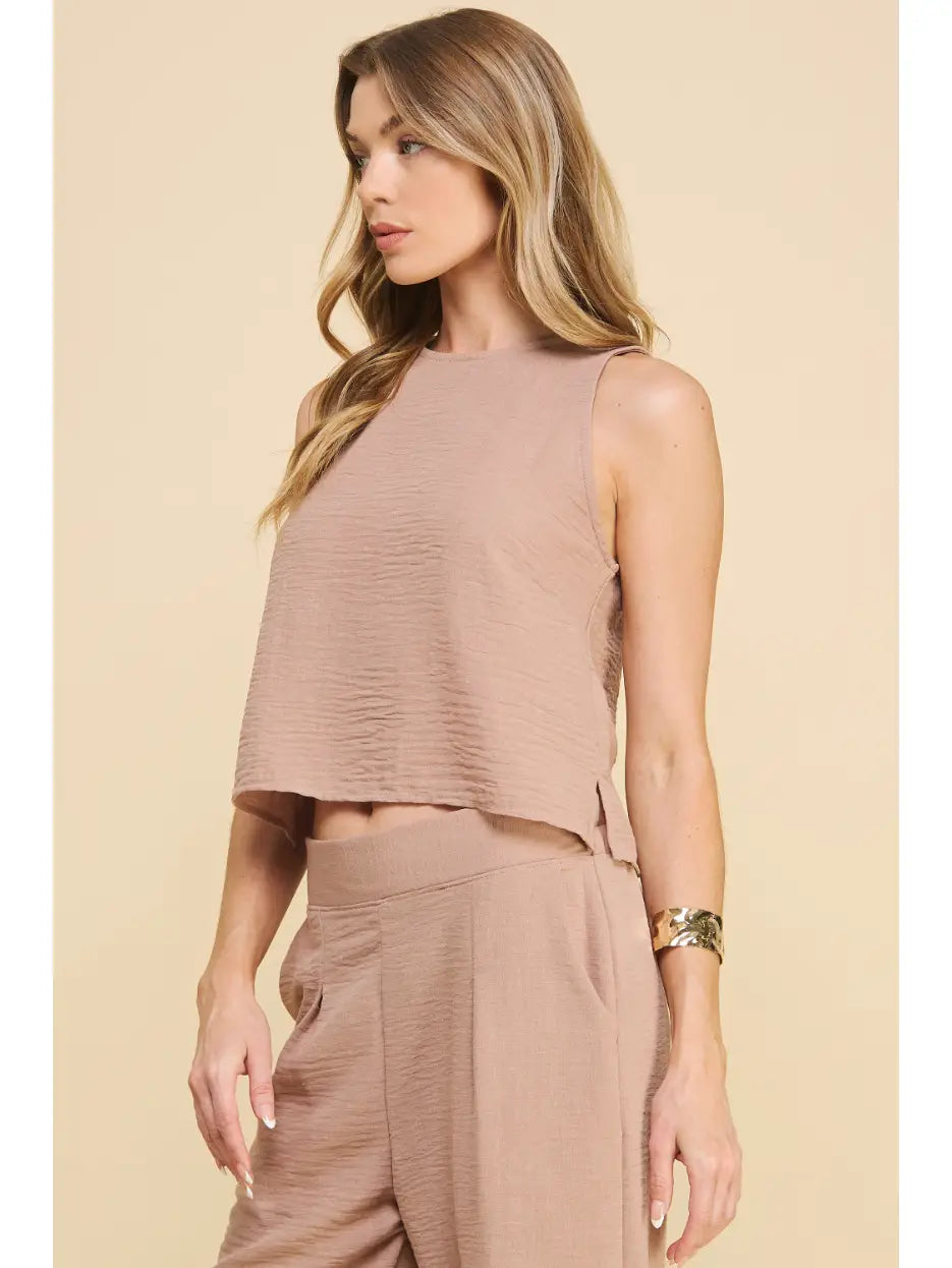 Textured Tank in Taupe