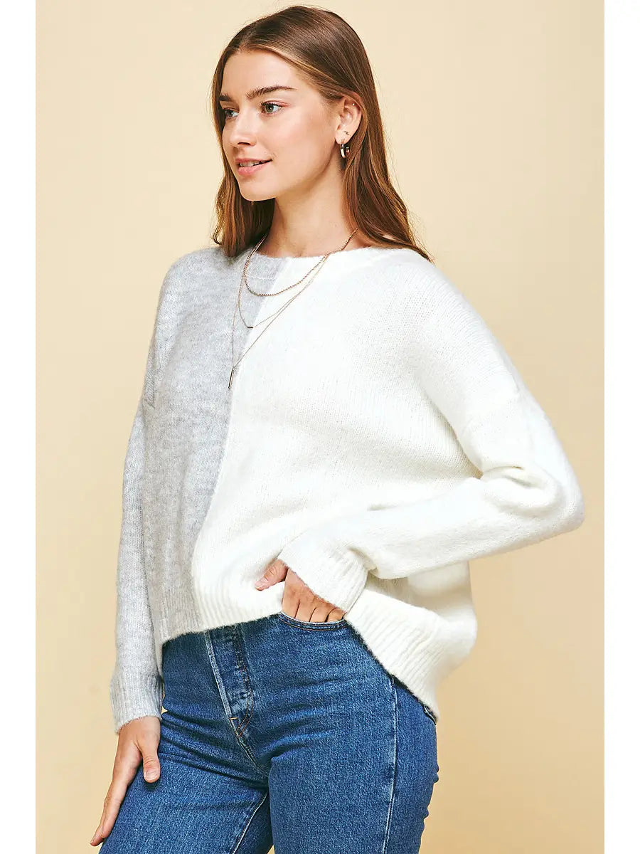 Split Color Block Sweater