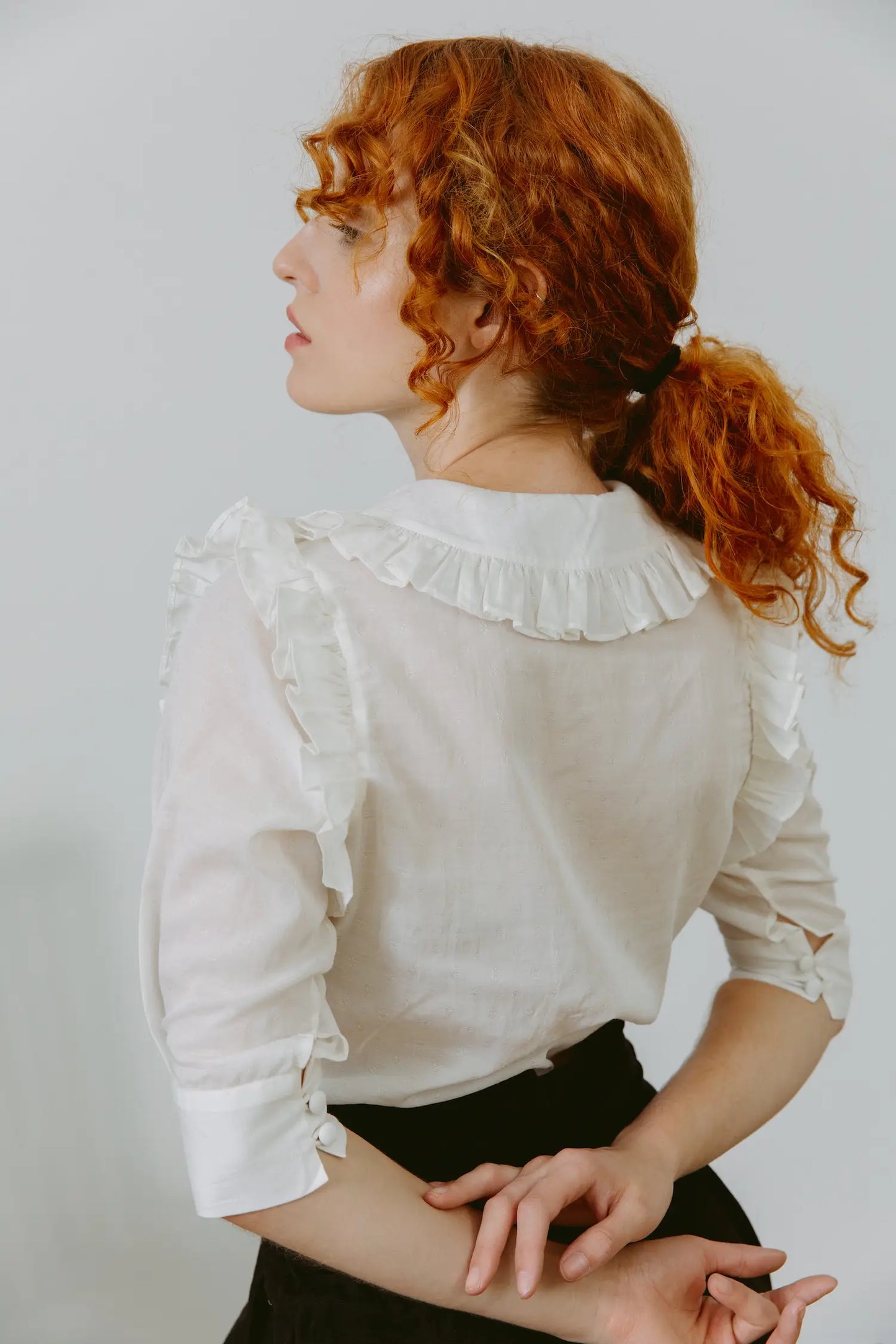 Sheer Button Down with Peter Pan Collar