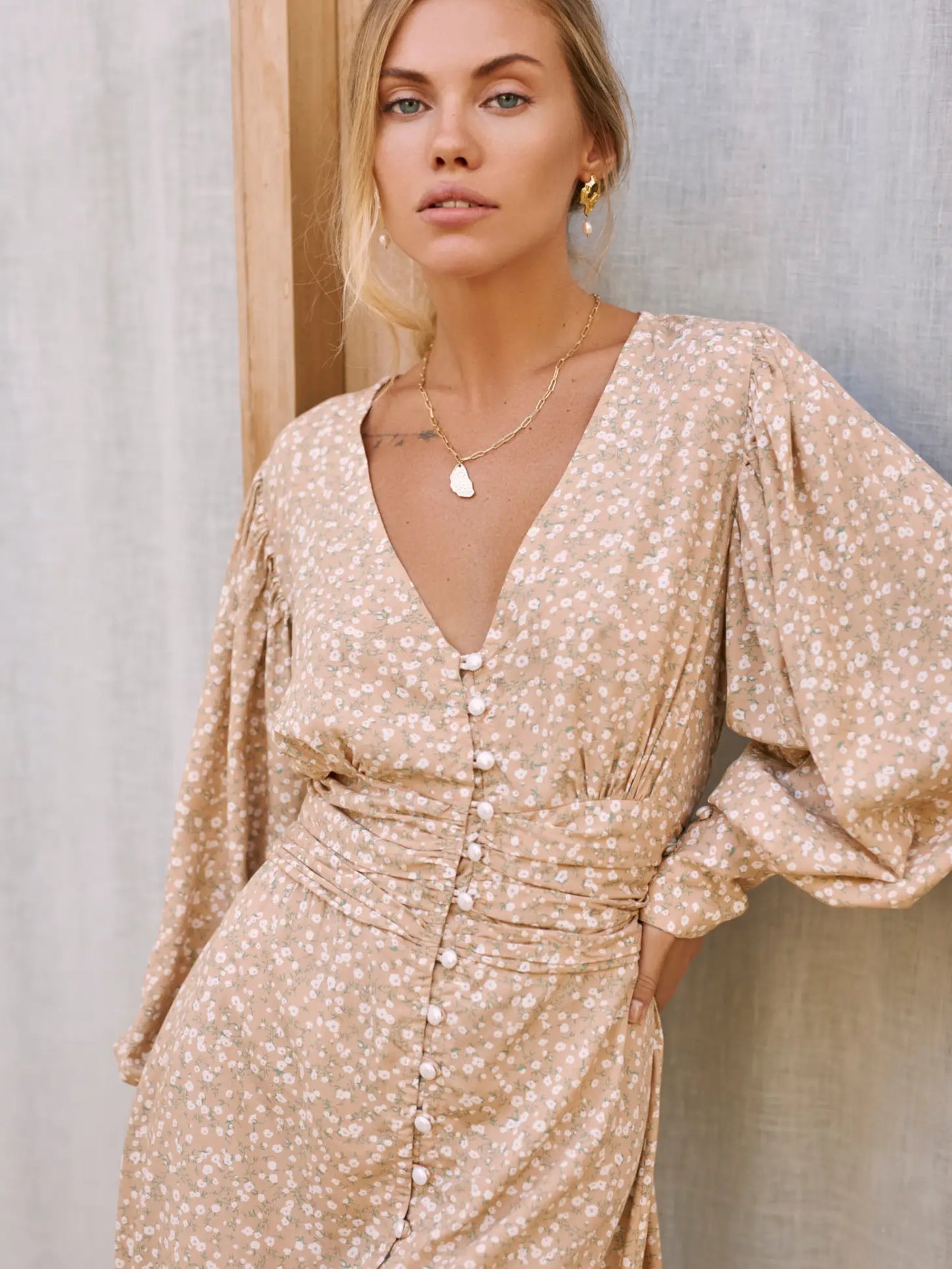 Juliette Long Sleeve Midi Floral Dress