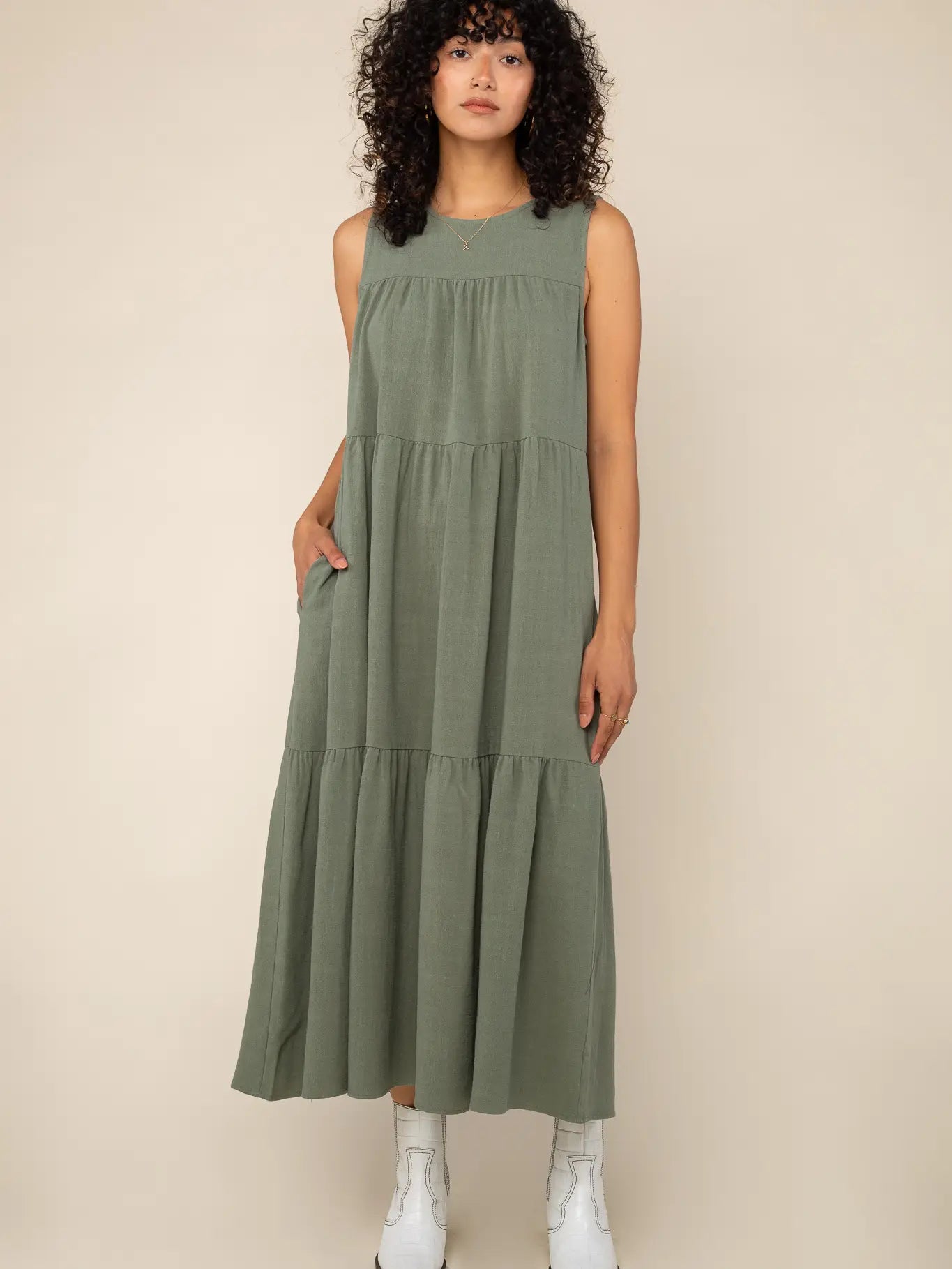 Tiered linen dress