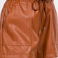 Pocket Detail Vegan Leather Shorts