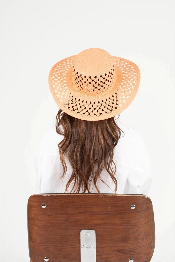 Summer Boater Hat in Apricot - Mimi & Rae