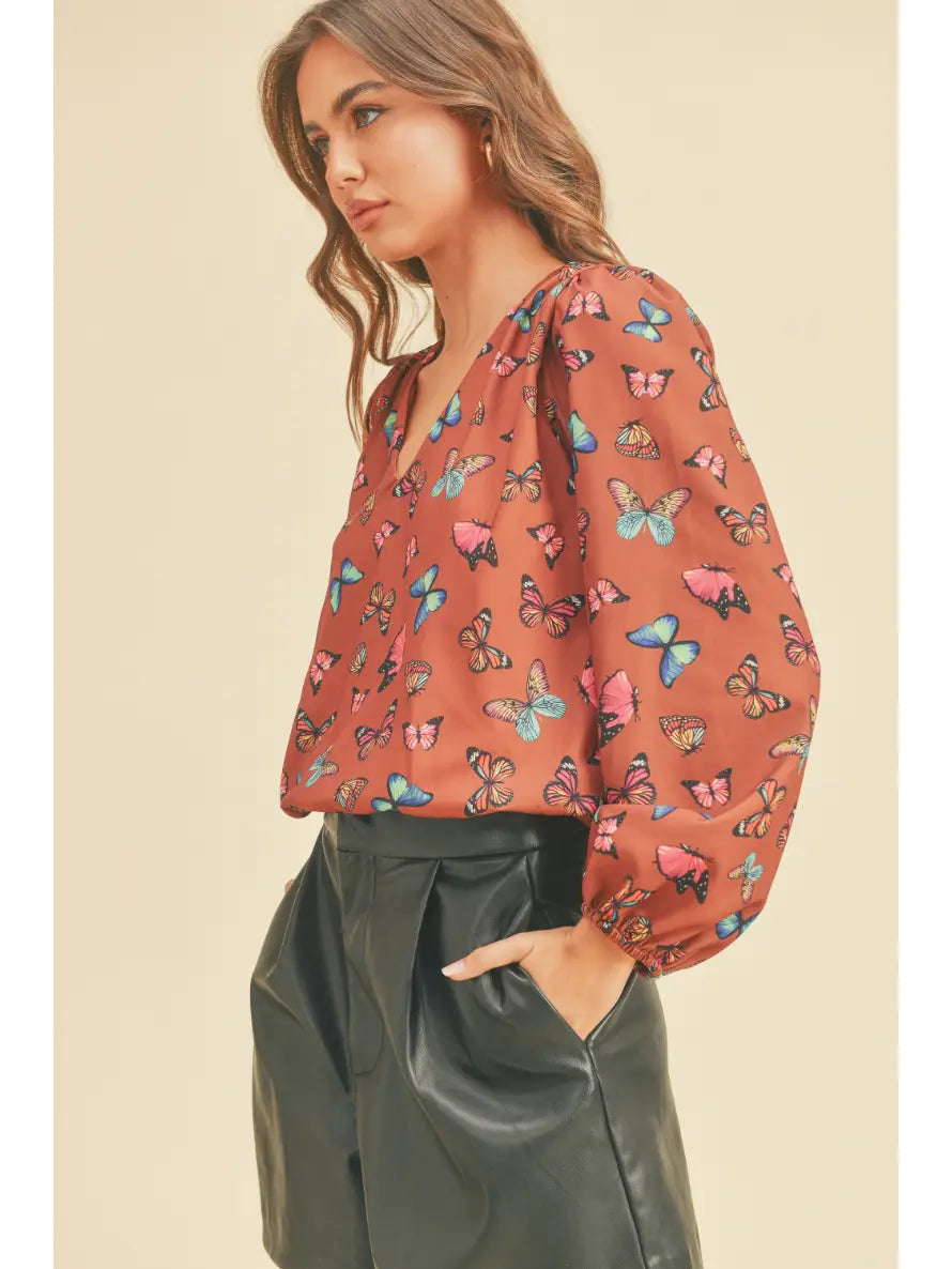 Butterfly Print Blouse