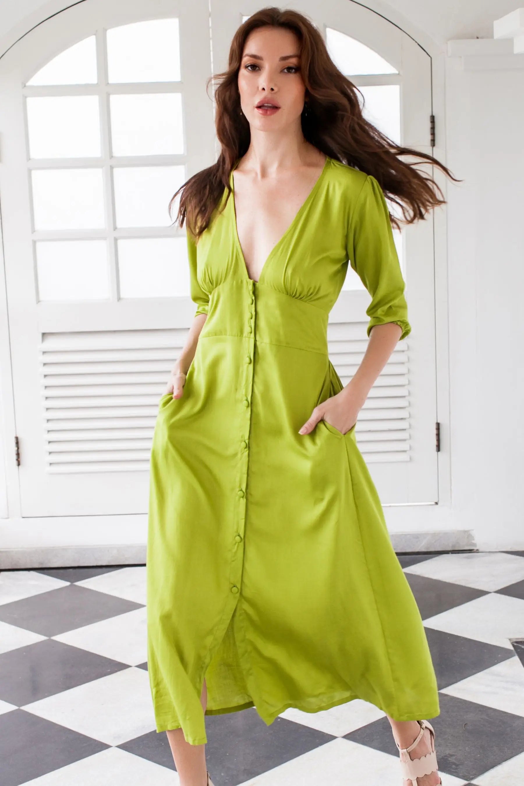 Midi Dress In Olive Green or Black