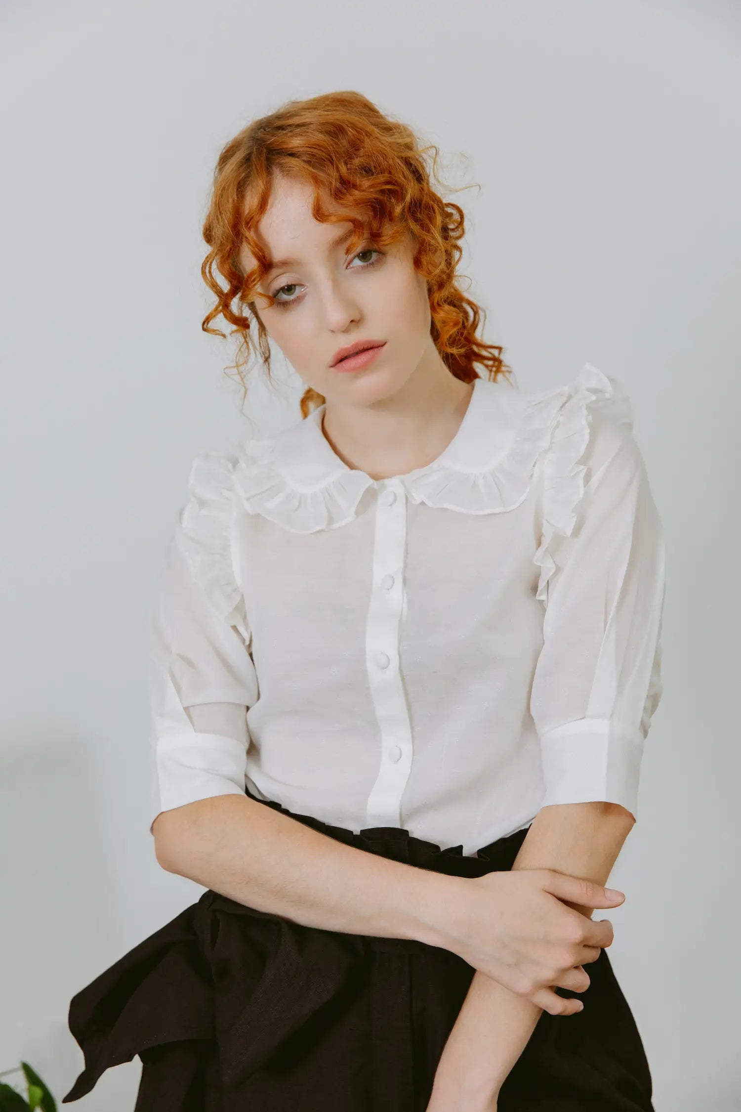 Sheer Button Down with Peter Pan Collar - Mimi & Rae