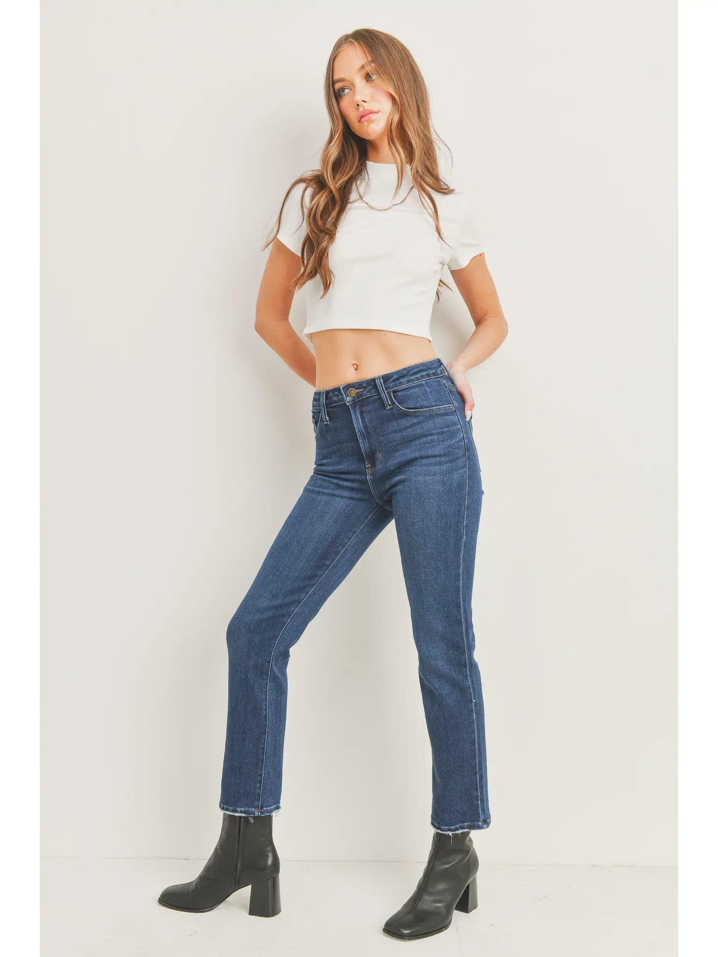 Slim Straight Cropped Denim