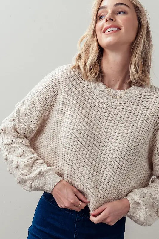 Cropped Pom Pom Sweater