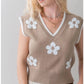 Flower Trimmed Cropped Vest