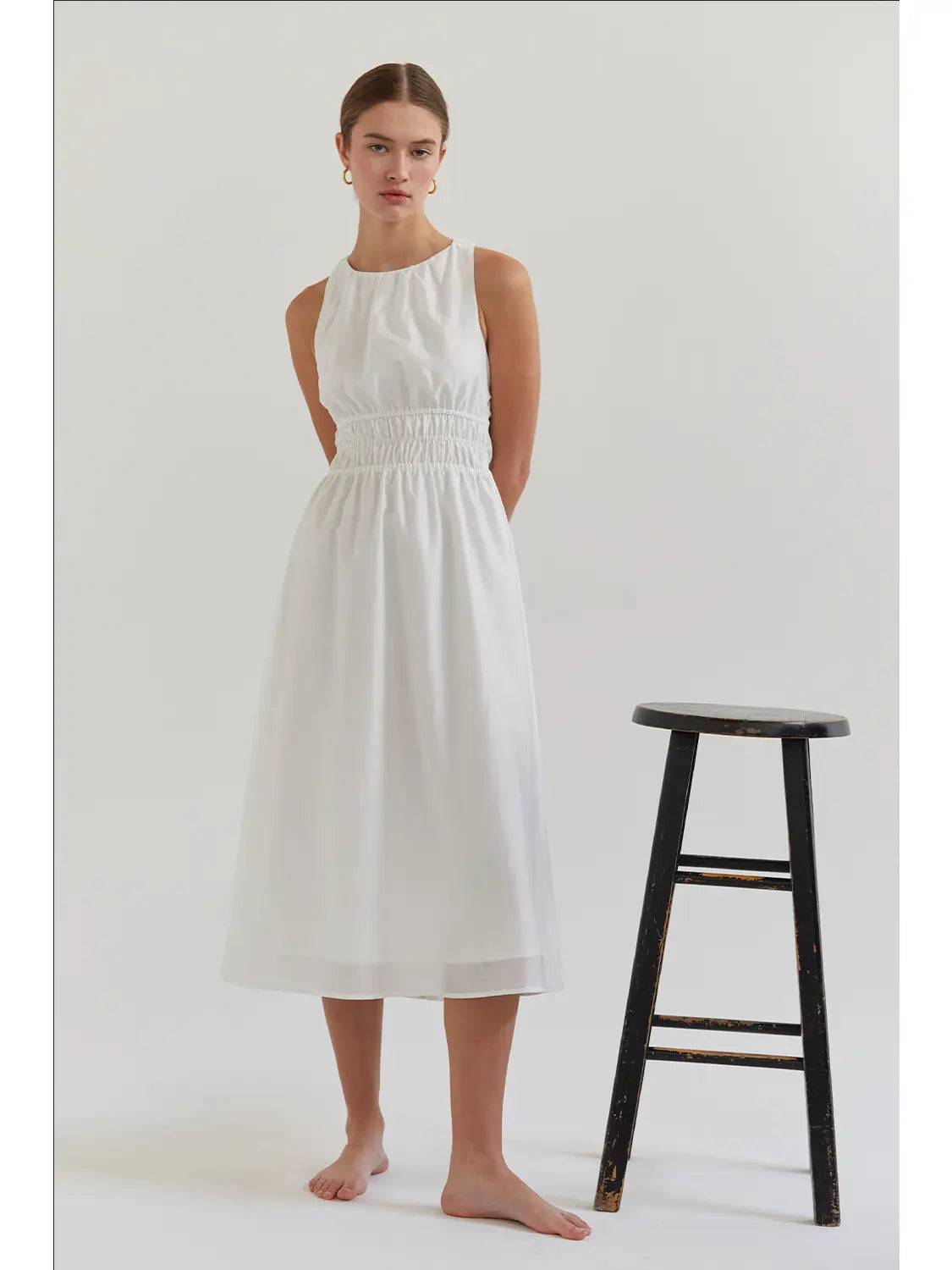 Halter Midi Dress in White