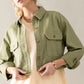 Cropped Denim Jacket in Green