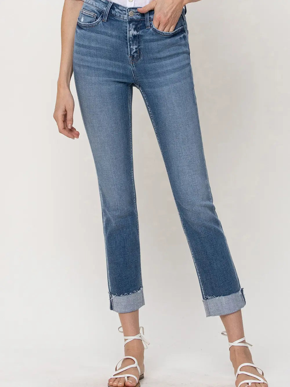 Cuffed Crop Slim Straight