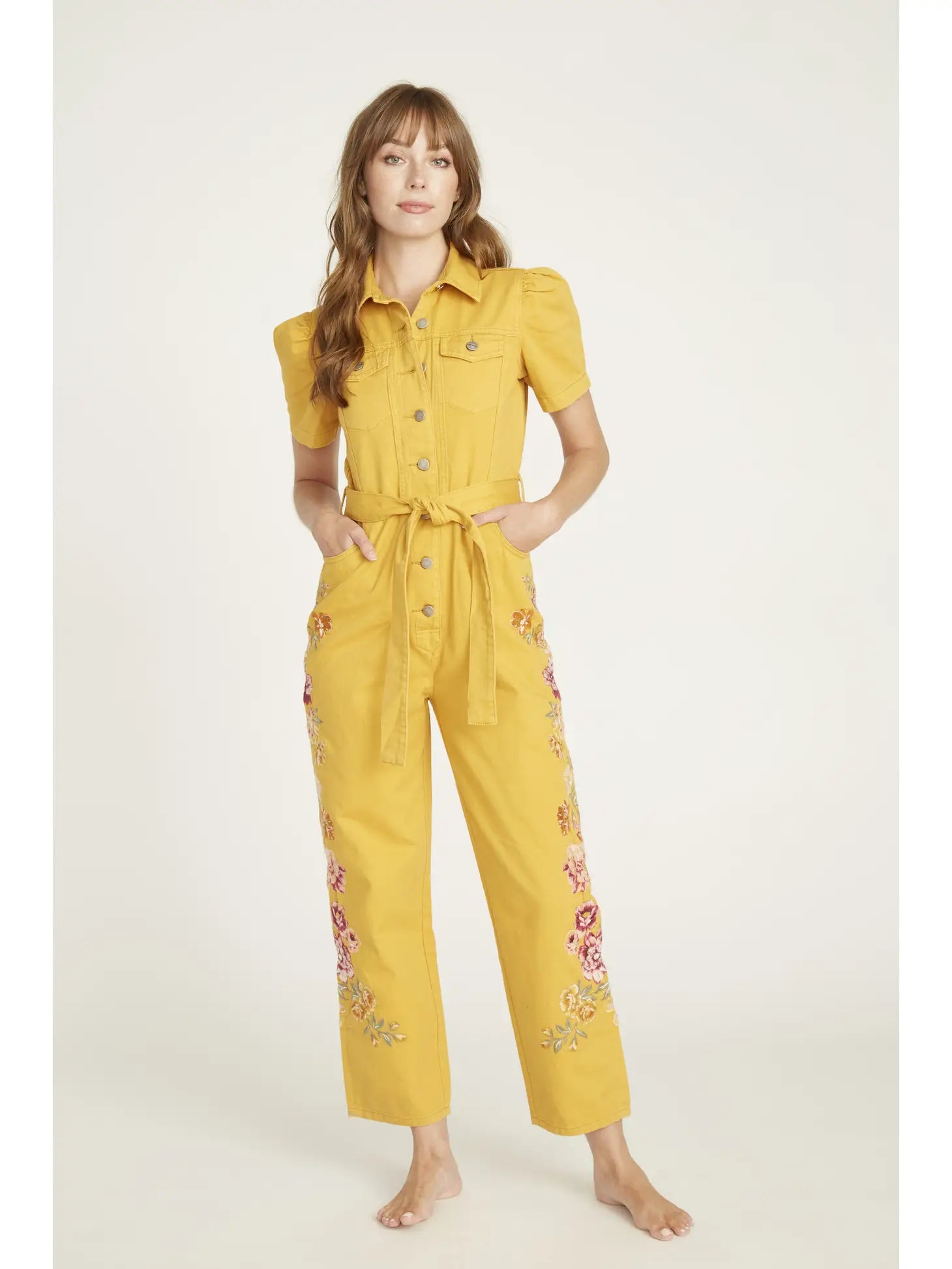 Embroidered Denim Jumpsuit