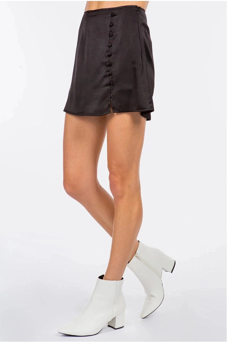 Satin Button Down Mini Skort