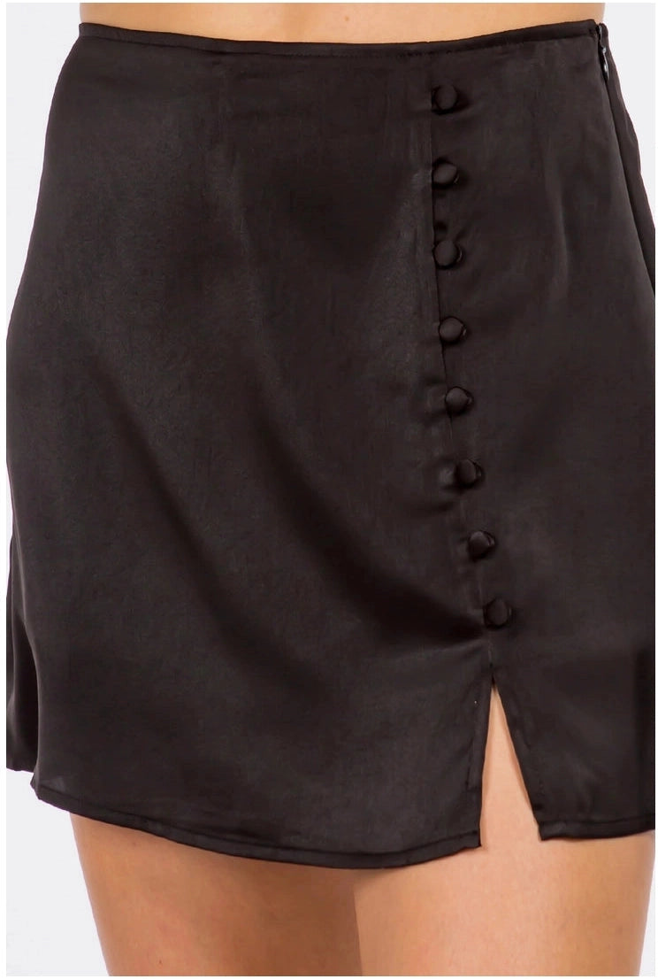 Satin Button Down Mini Skort