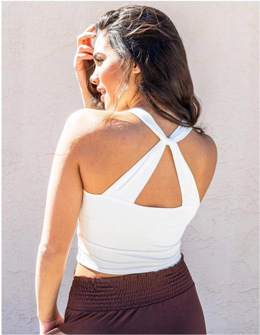 Sozy Tessa Crop Tank in Ivory - Mimi & Rae