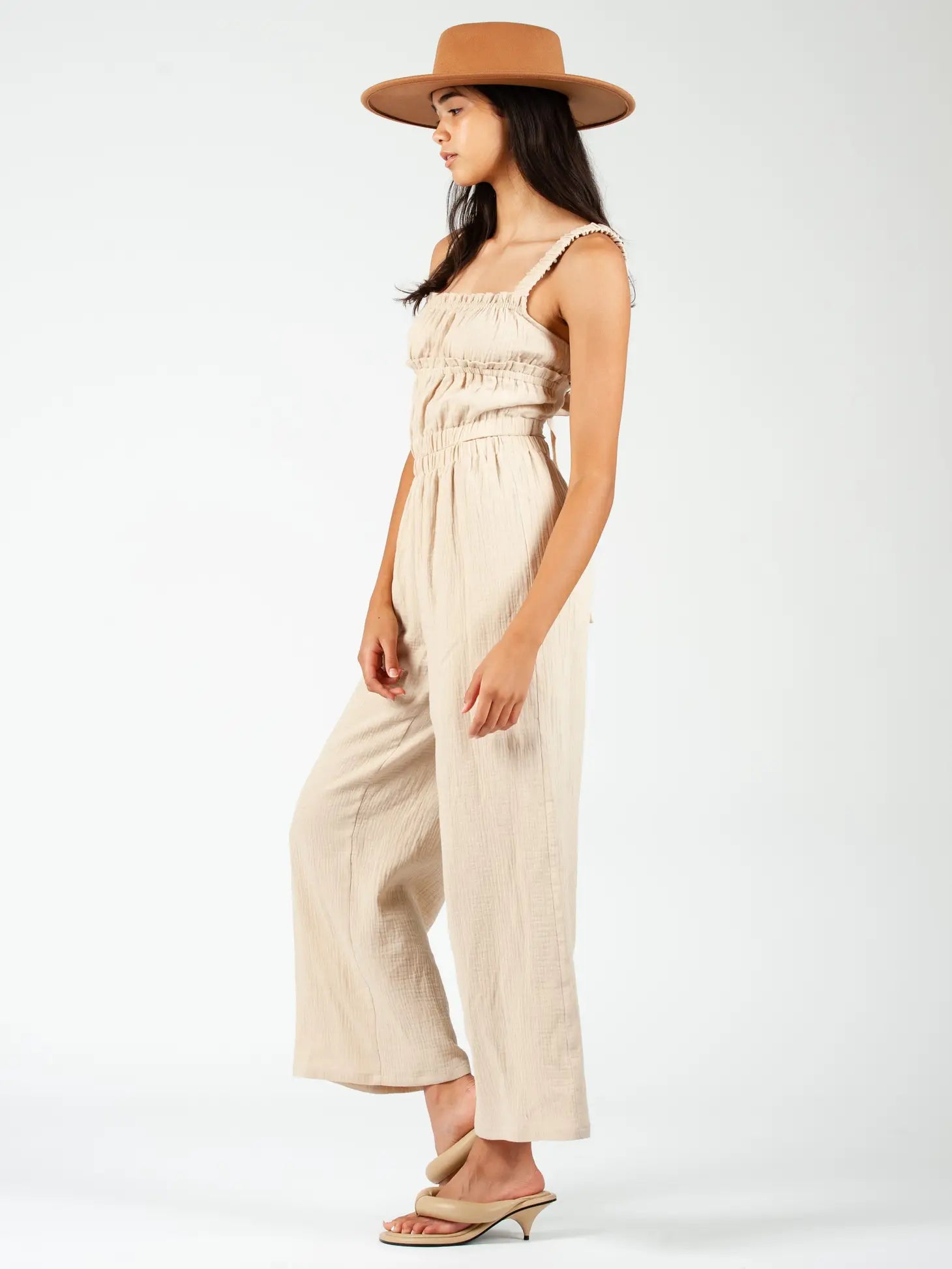 Gauze Ruched Jumpsuit