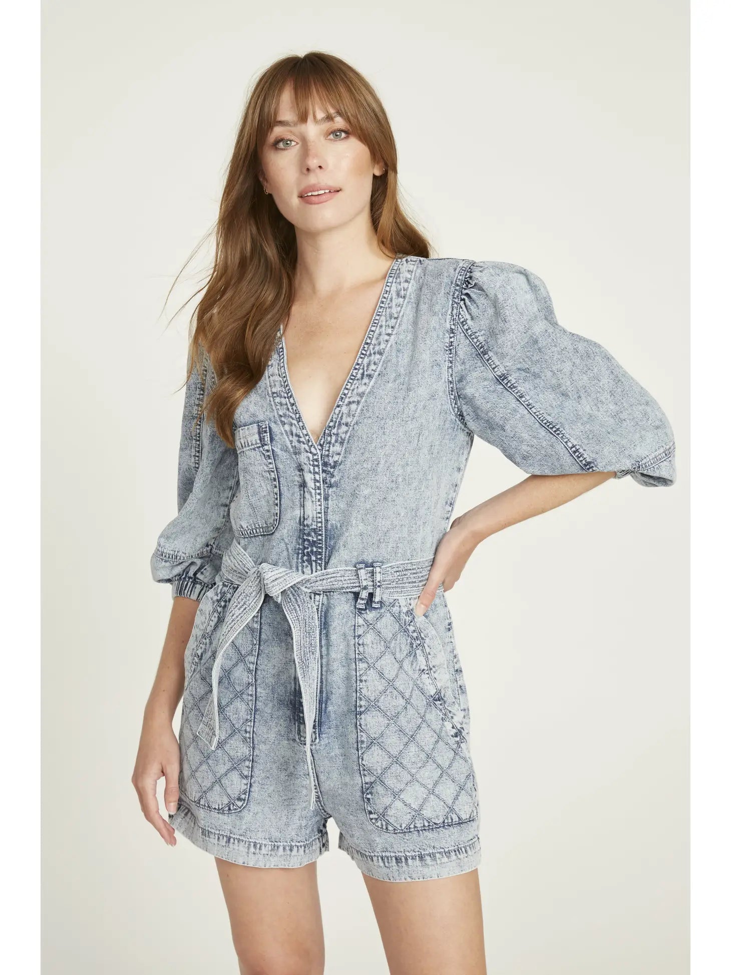 Quilted Denim Romper