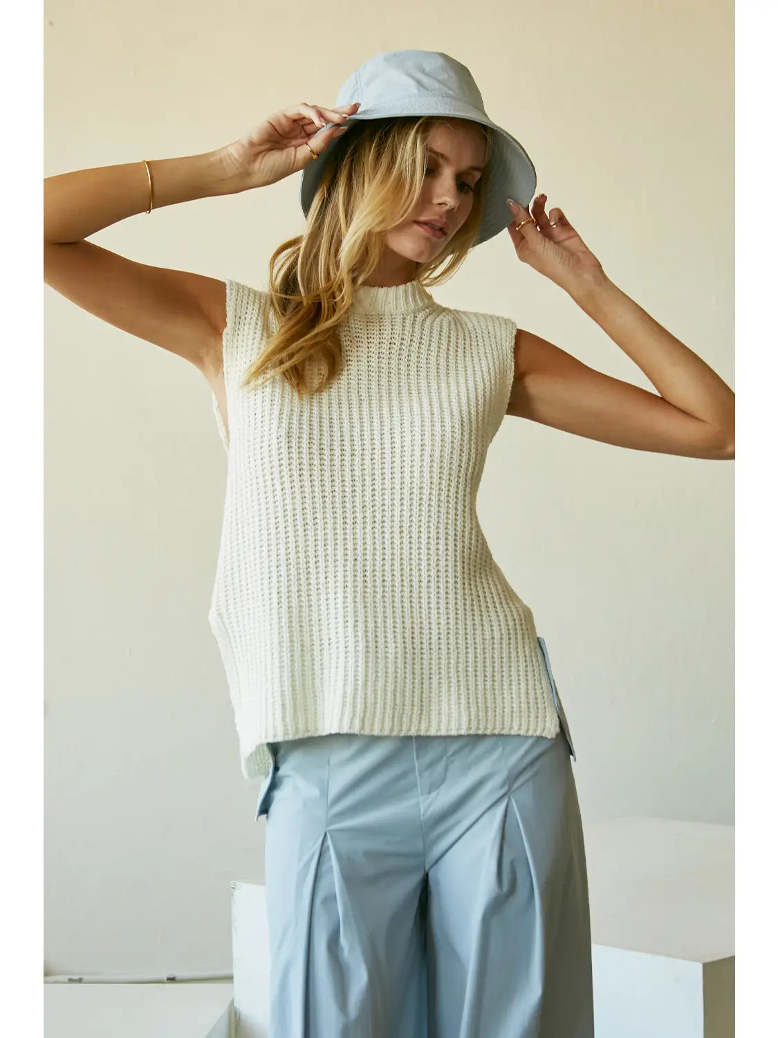 Power Shoulder Knit Top