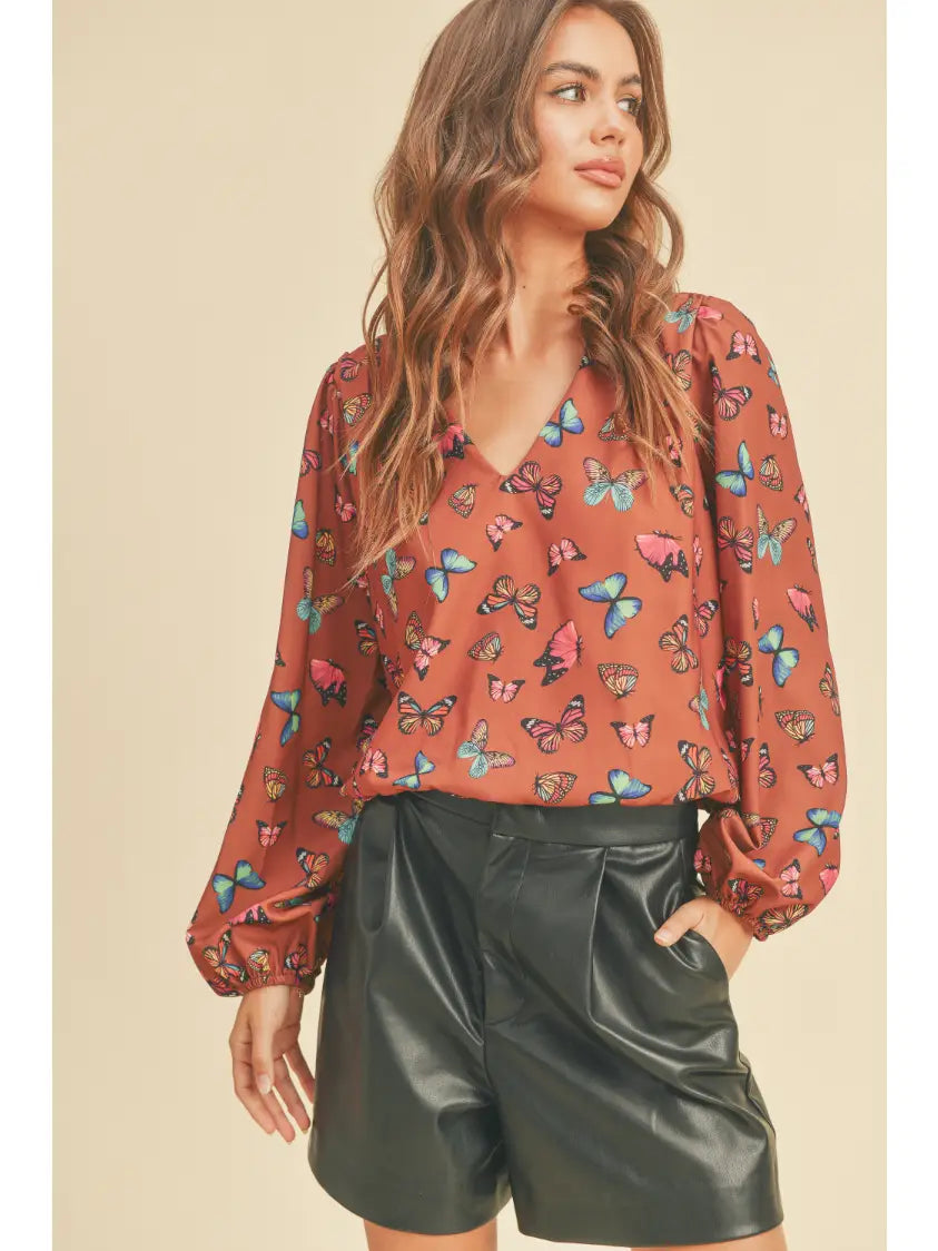 Butterfly Print Blouse