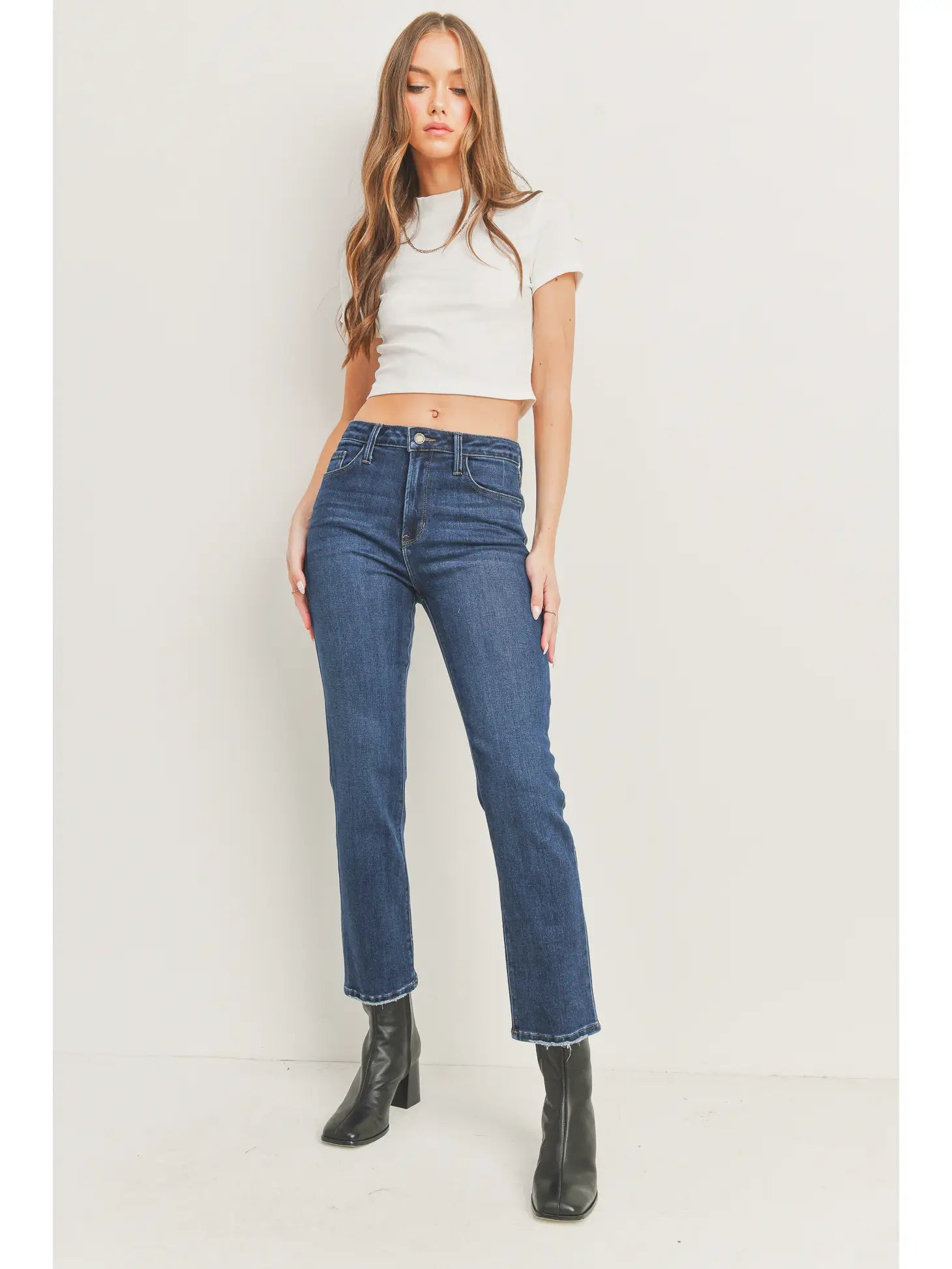 Slim Straight Cropped Denim