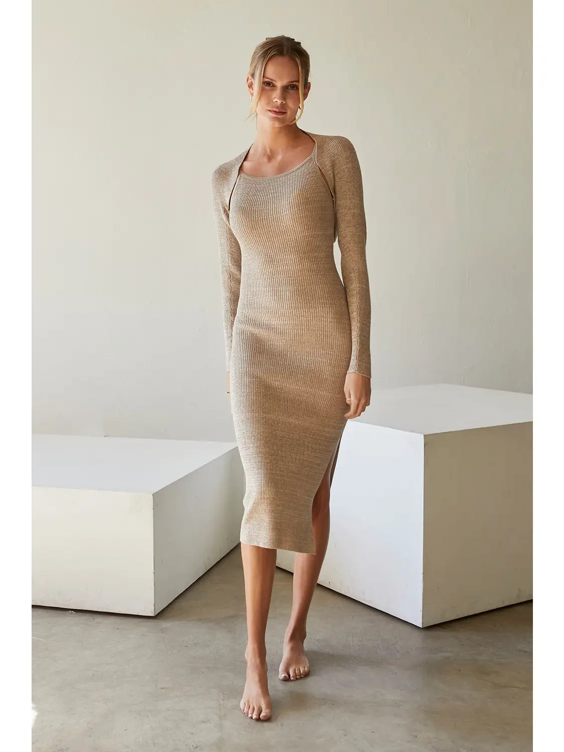 Knit Midi Dress with Shrug