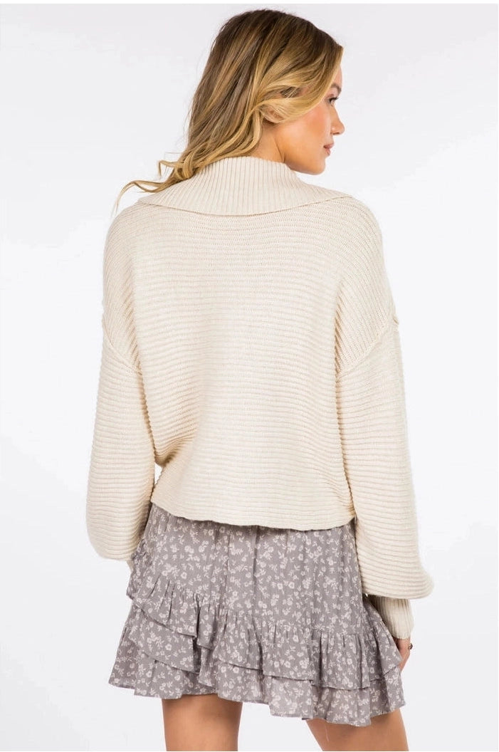 Whiteroom + Cactus Wide Collar Knitted Sweater Pullover - Mimi & Rae