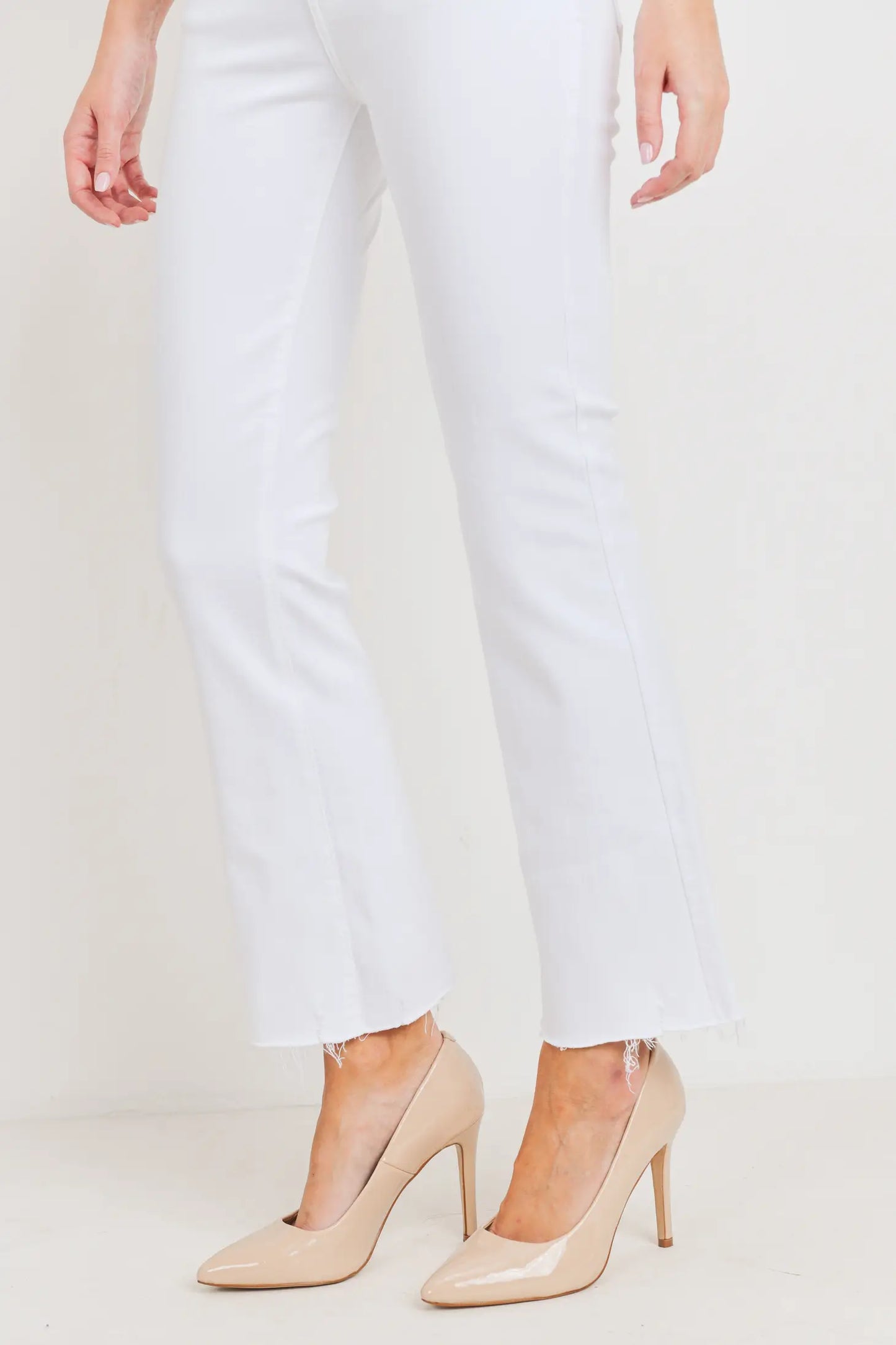 High Rise Crop Flare White Jeans