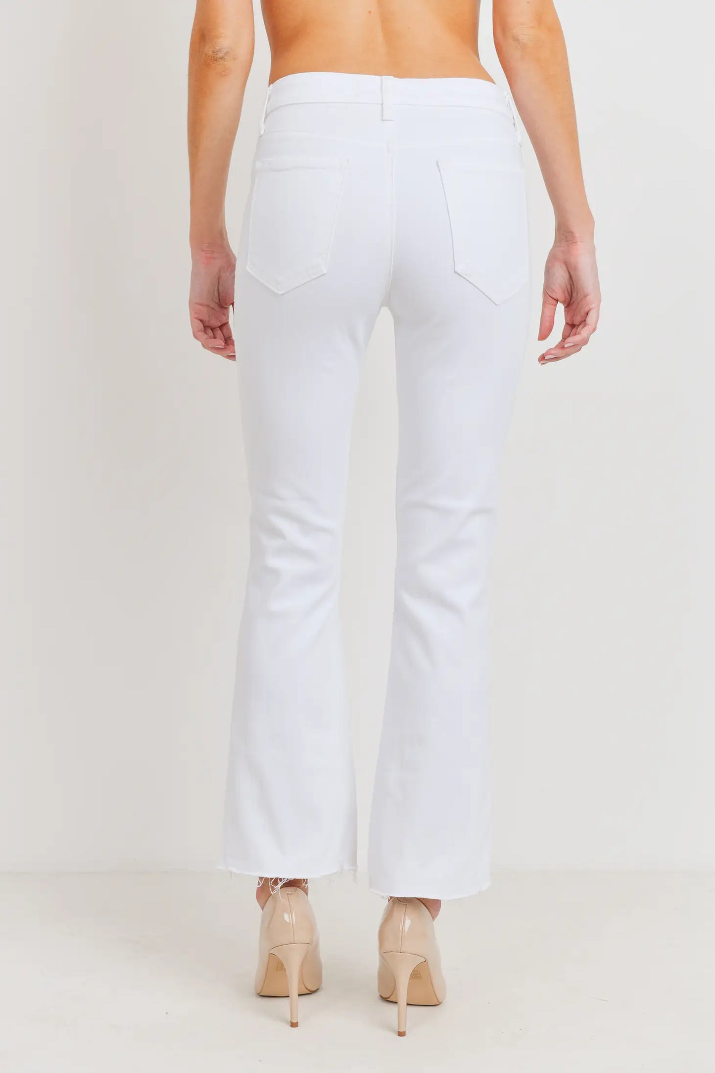 High Rise Crop Flare White Jeans