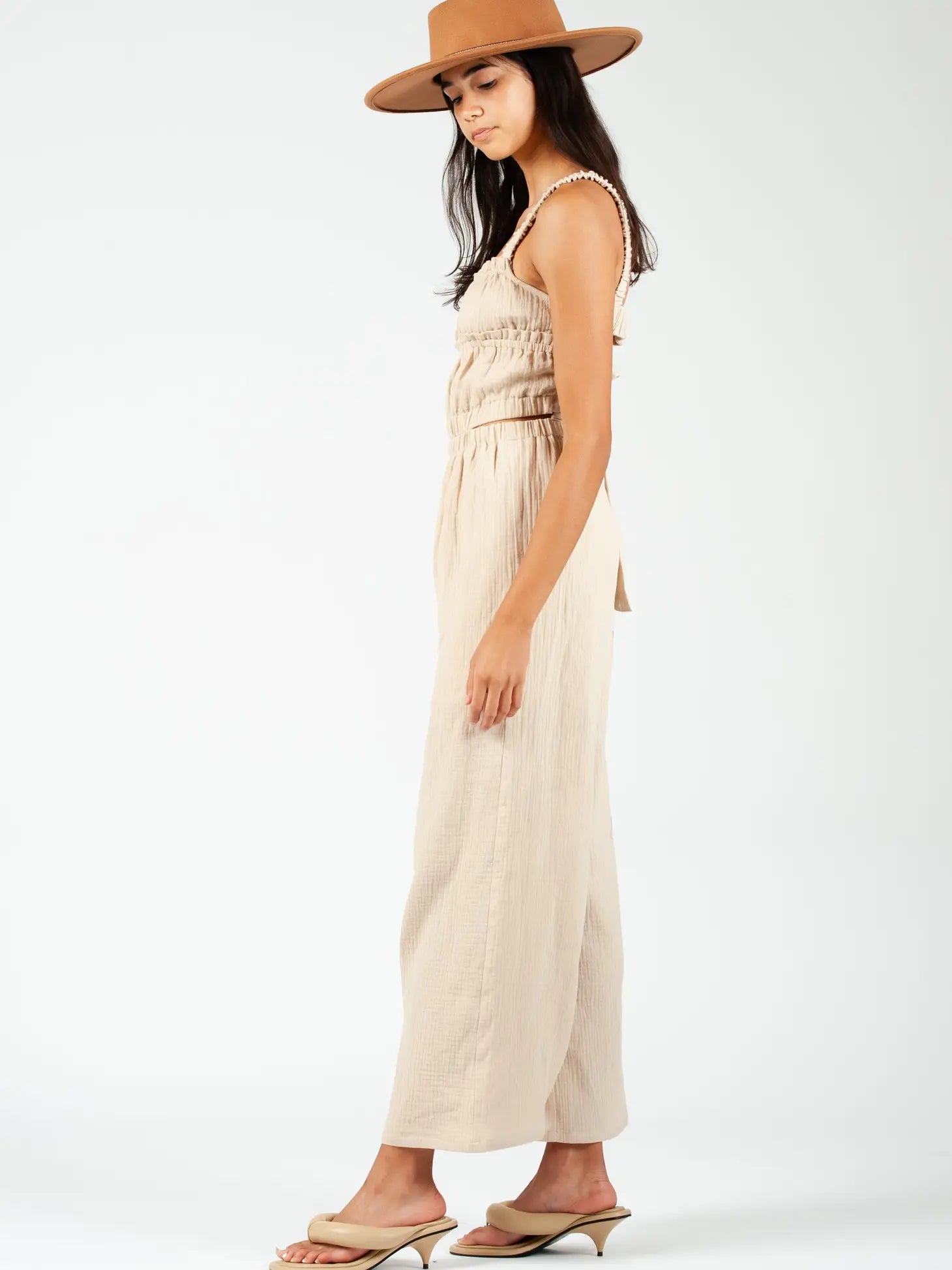 Gauze Ruched Jumpsuit