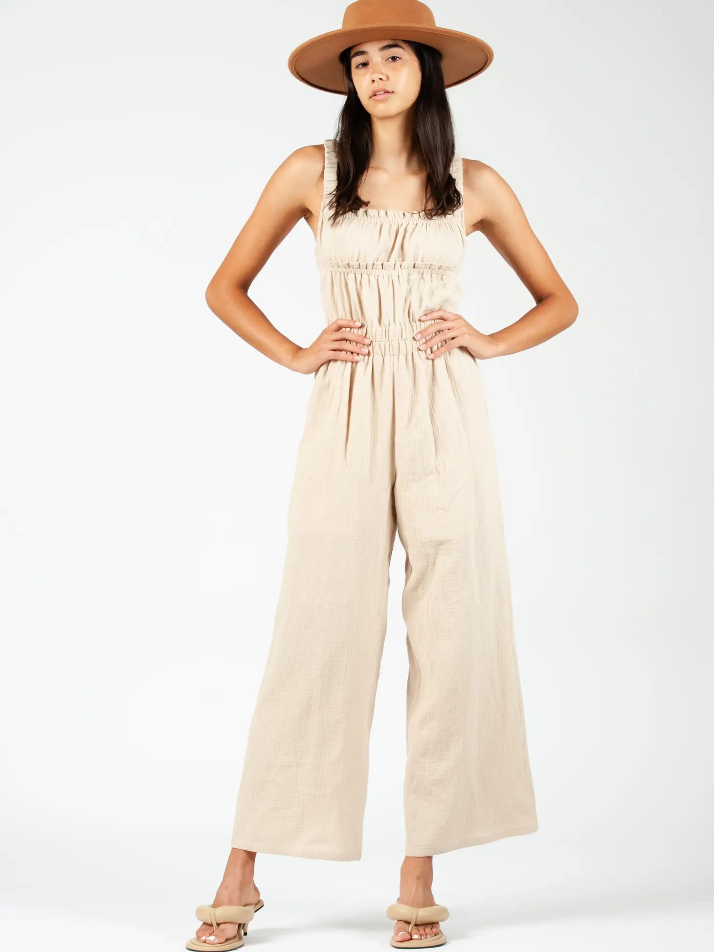 Gauze Ruched Jumpsuit